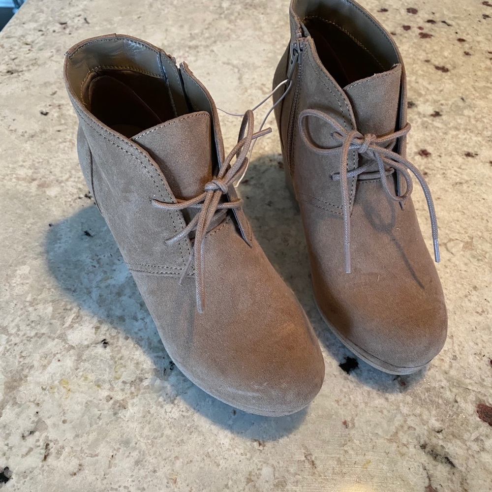 Grey booties with wedge heel